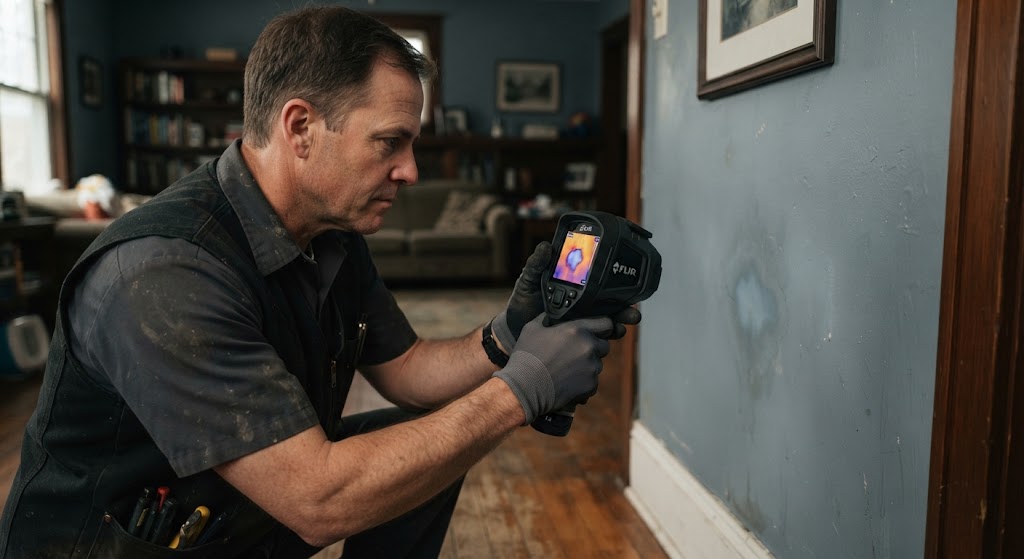 Thermal imaging camera used for hidden leak detection